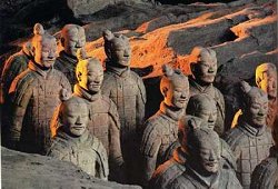 Guerreros en terracota. dinastia Ching