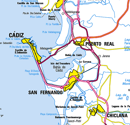 Mapa de las fortificaciones de Cádiz