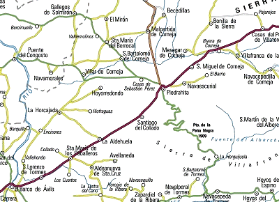 Mapa de la zona  del Valle del Corneja