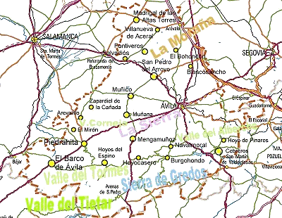Mapa Pueblos de Ávila