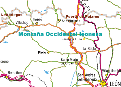 Mapa de la montaña Occidental Leonesa