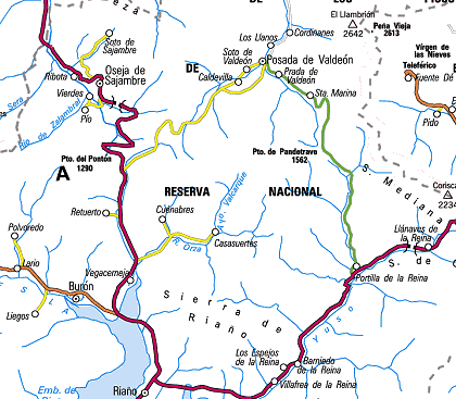 Mapa de la montaña oriental leonesa