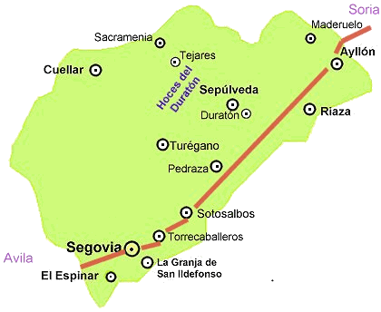 Mapa provincial de Segovia