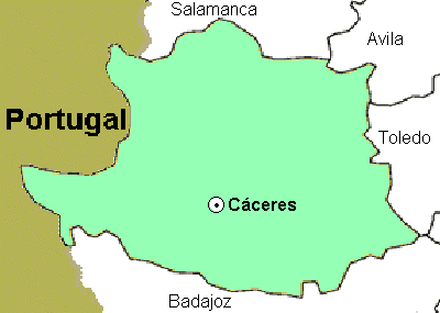 Mapa provincial de Cáceres
